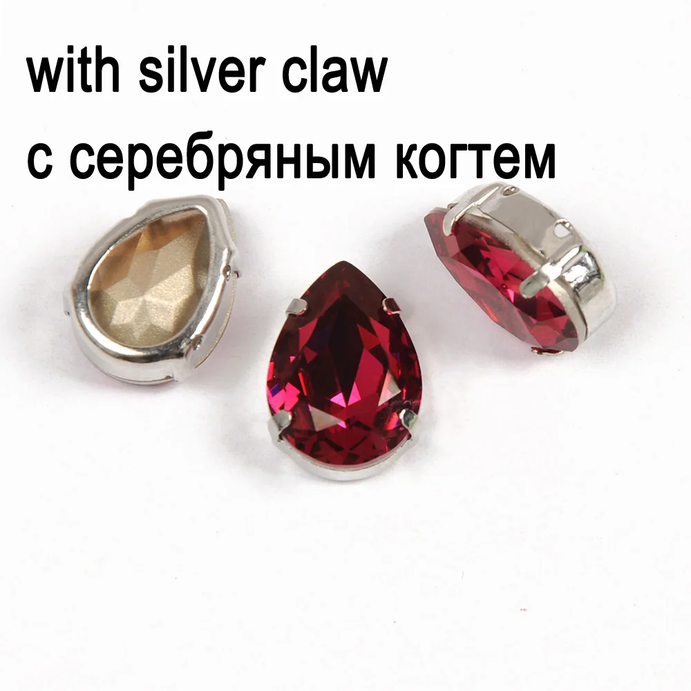 crystal with silver 4320 груша капля Стразы шьют на Стразы каплевидные с золотом и серебром К9 хрустальные стразы фуксия для одежды - Цвет: crystal with silver