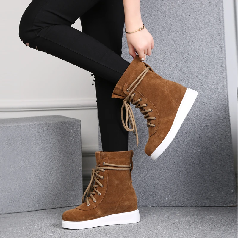 2018 Новые женские теплые зимние ботинки Кроссовки на танкетке ботильоны