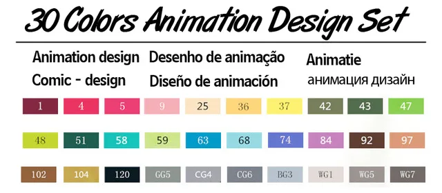 30 Animation Set Touchfive 30/40/60/80/168 Цвета ручка маркер комплект Dual Head эскиз маркеры кисточки ручка для рисования манга анимация дизайн товары для рукоделия - Цвет: 30 Animation Set