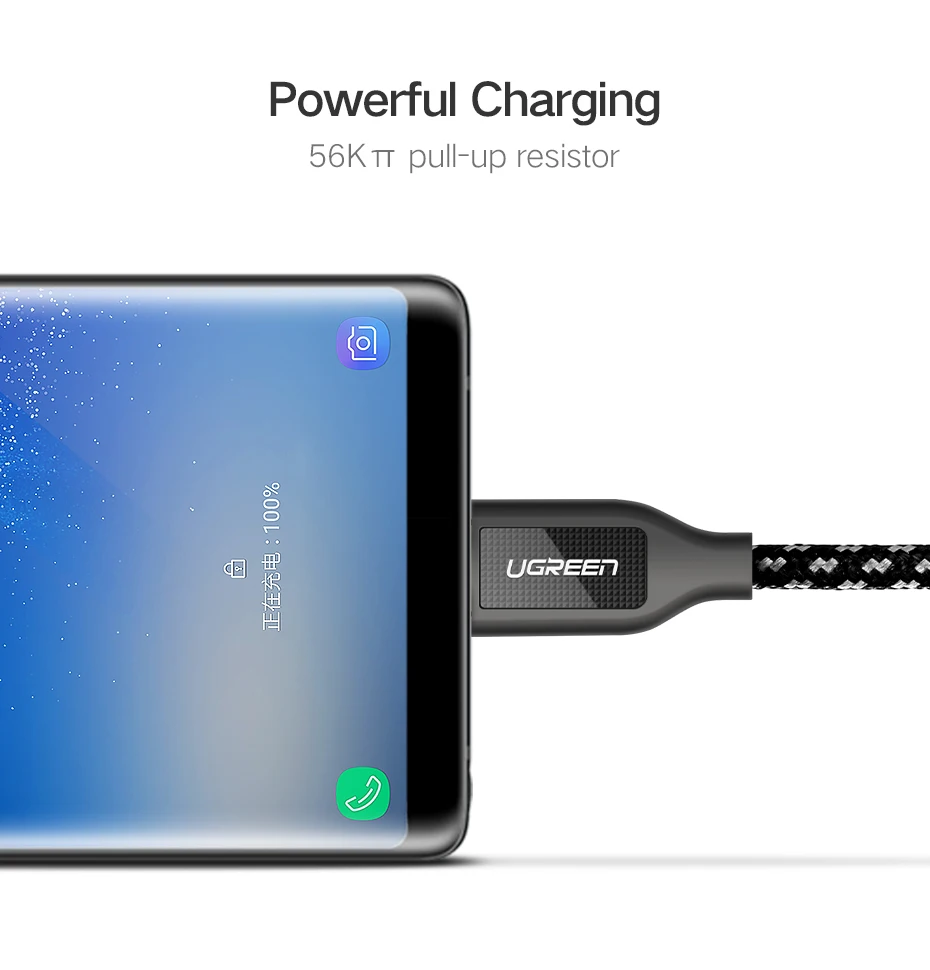 Ugreen нейлоновый USB C кабель 3A Быстрая зарядка цинковый сплав usb type C кабель для samsung S9 S8 Plus huawei mate 20 Pro usb type-C кабель