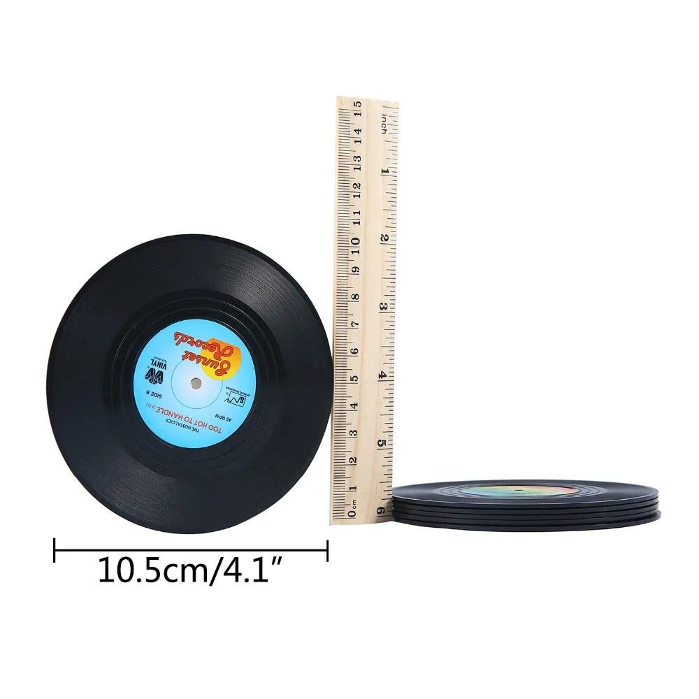 6/4 шт. Ретро виниловые записи CD подставки под напитки Комплект Домашний Настольный коврик для Кружки Творческий Кофе подставка для напитков посуда спиннинг смешная игрушка в подарок