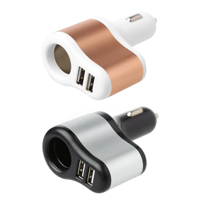 Универсальное автомобильное зарядное устройство с двумя USB-портами и гнездом