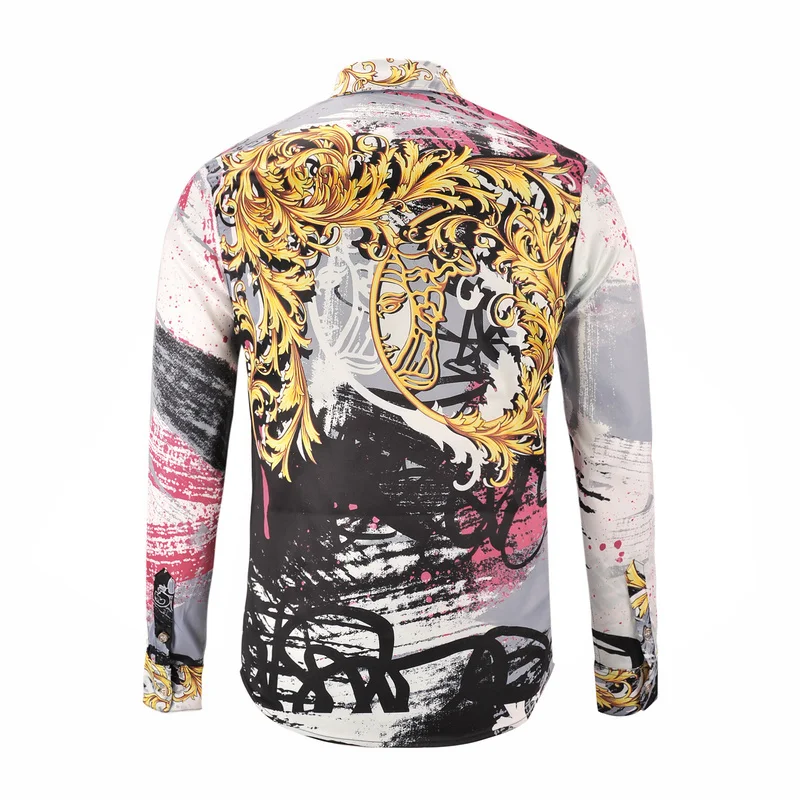 Parblo New Fashion Men Male Shirt 3D Print Shirts Novelty Contrast Color Slim Fitness Casual Brand Vintage Dress Party Clothing |