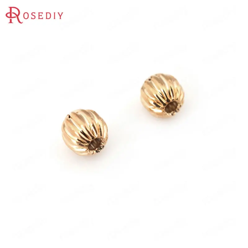 

20PCS 4MM 6MM 8MM 24K Champagne Gold Color Plated Brass Pumpkin Spacer Beads High Quality Diy Jewelry Accessories