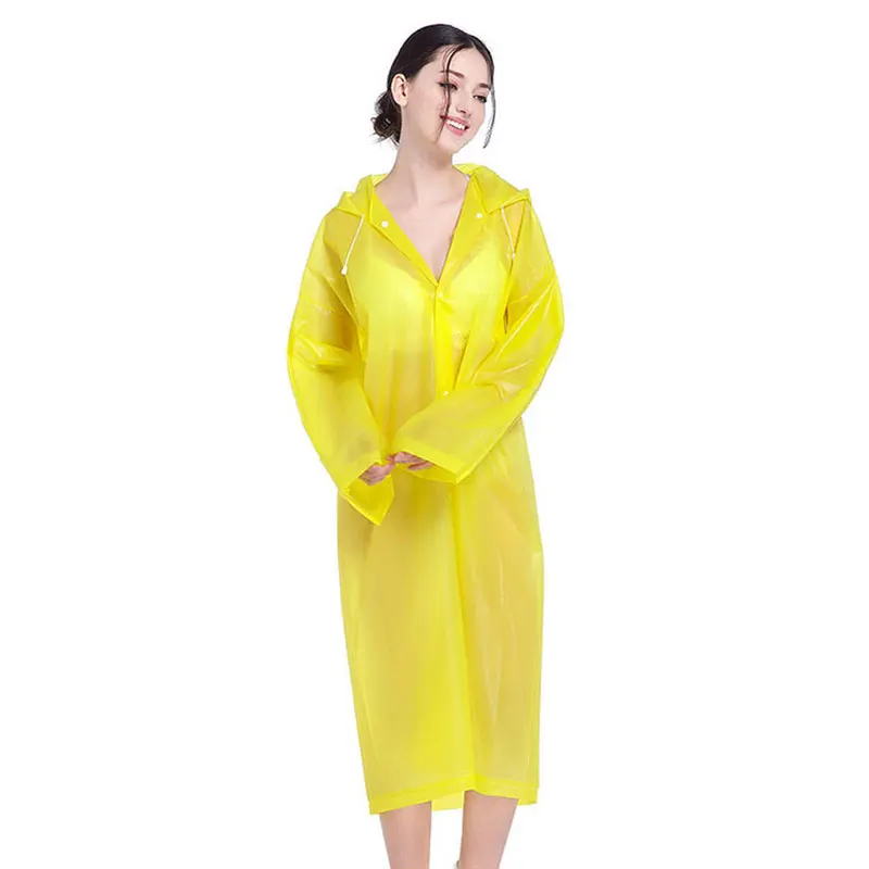Fashion EVA Women Raincoat Thickened Waterproof Rain Coat Women Clear Transparent Camping Waterproof Rainwear Suit With Hat Hot