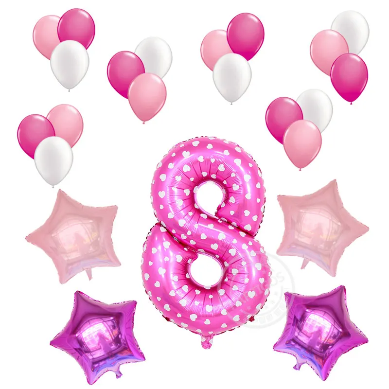 Pink 8 23 шт./лот 32 дюймов количество цифр Фольга шарики Baby Shower 1st на день рождения вечерние «Звезда» для мальчиков гелий 2,2 г розовый синий латекс Globos Декор - Цвет: Pink 8