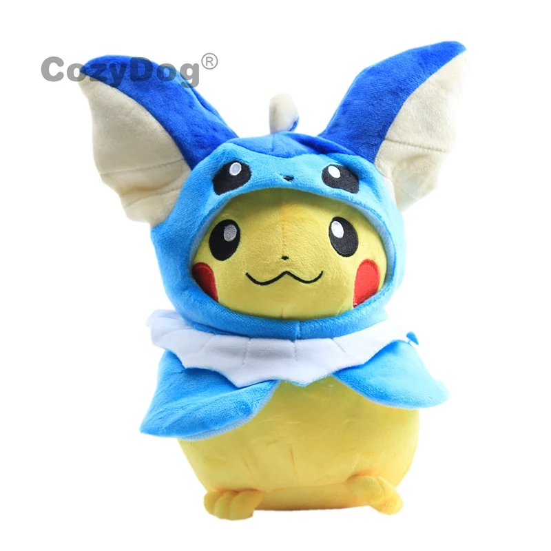 Vaporeon 10 Стили Пикачу Косплей Иви-флареон vaporion Jolteon мягкая плюшевая игрушка Пикачу в Sylveon Umbroon плащ куклы 1" 28 см подарок - Цвет: Vaporeon