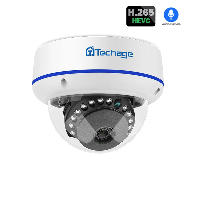 Techage 1080p h.265 POE IP камера 2mp купольная Onvif сетевая аудио запись звука P2P Домашняя