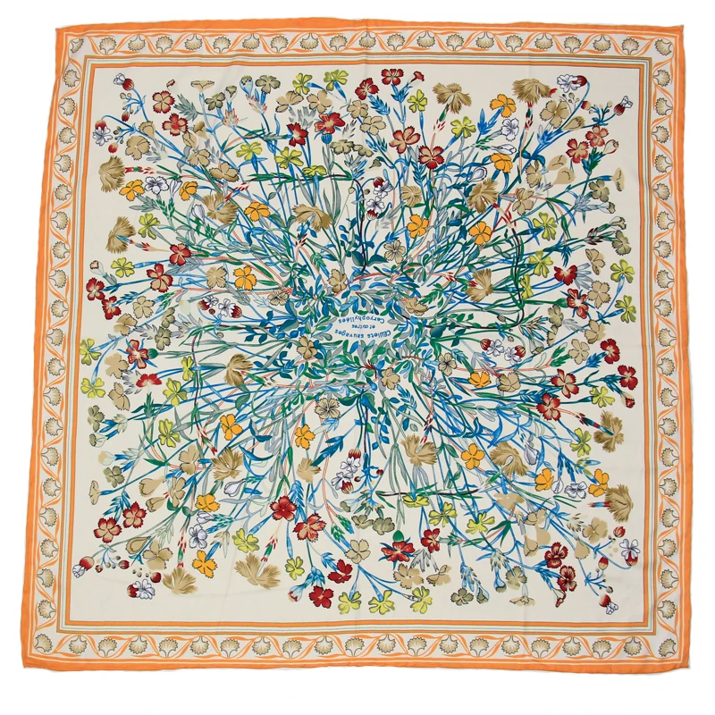 Роскошный брендовый 100% саржевый шелковый шарф MAGNOLIA разноцветный квадратный в