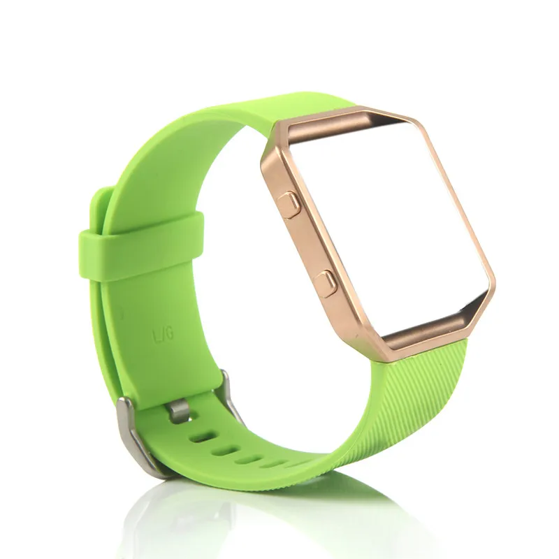 Green Браслет Bemorcabo для Fitbit Blaze, силиконовый браслет, сменный ремешок с рамкой из розового золота для Fitbit Blaze, умные фитнес-часы - Цвет ремешка: Green