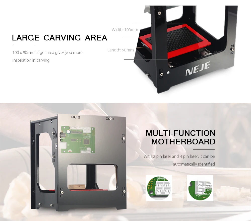 NEJE DK-8-KZ 1000 мВт Профессиональный автоматический DIY настольный мини CNC лазерный резчик для гравирования вырезания по дереву ротор для фрезерного станка