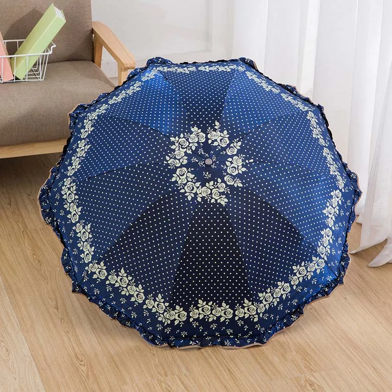 Модные женские супер мини-Зонтики кружевные складные УФ черное покрытие для