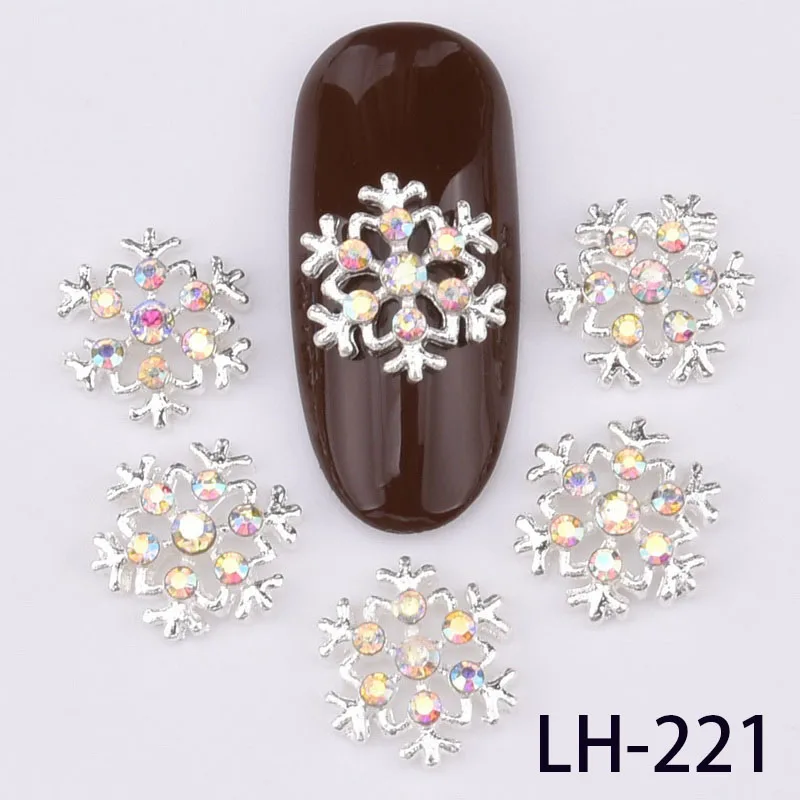 LH-221 10 шт Стразы стеклянный драгоценный камень 3d-украшения для ногтей, сплав капли воды Снежинка крест талисманы, ногти гламурный гвоздь Su LH214-225 - Цвет: LH-221
