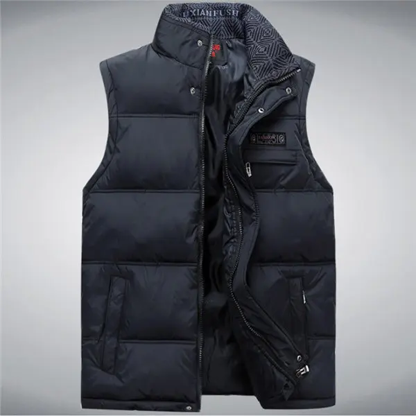 Navy Blue Новинка, брендовый мужской жилет, куртка, пальто, без рукавов, жилеты, Homme, зимний, Повседневный, мужской, плюс размер, 4XL, теплая куртка, жилет, мужской жилет - Цвет: Navy Blue