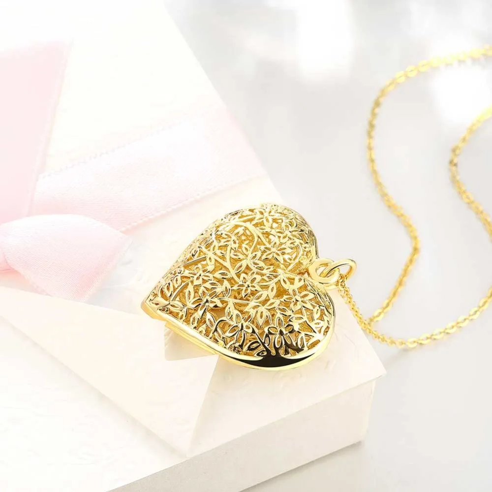 Большое открытое ожерелье в форме сердца с цветочным узором милое ювелирное