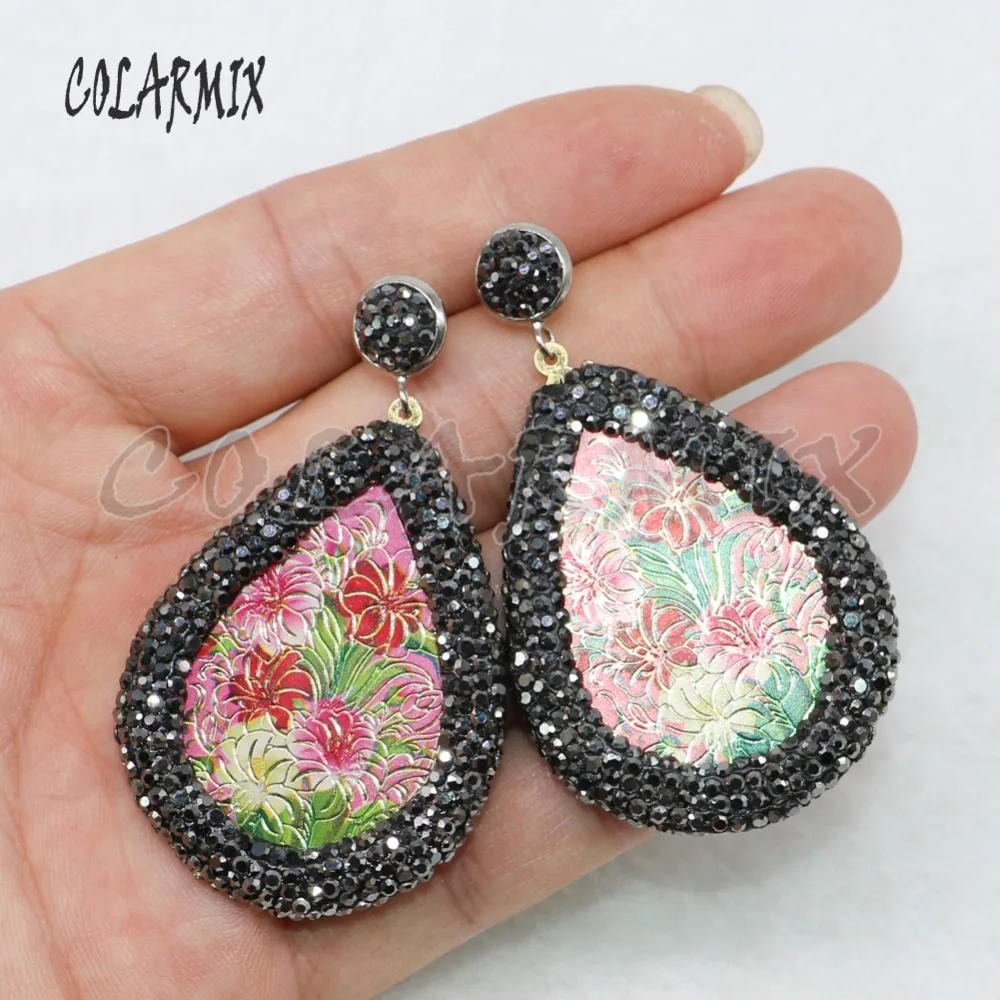 Висячие серьги цветочный узор Китайские стильные pave rhinestone модные украшения