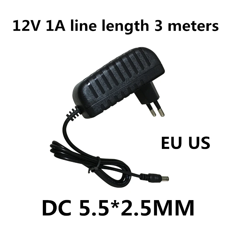 3 м кабель 3 м линия AC 100-240 В DC 12 В 1A 1000 мА AC/DC адаптер 12 в вольт зарядное устройство источник питания для Светодиодный CCTV камеры