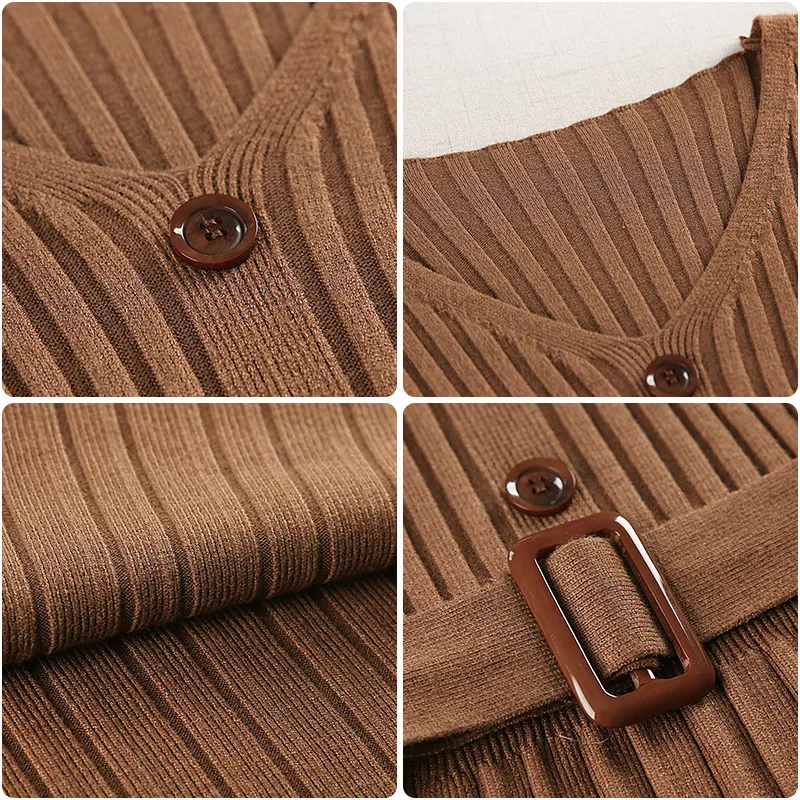 Женское платье свитер 2018 осень зима новое трикотажное с v образным вырезом и