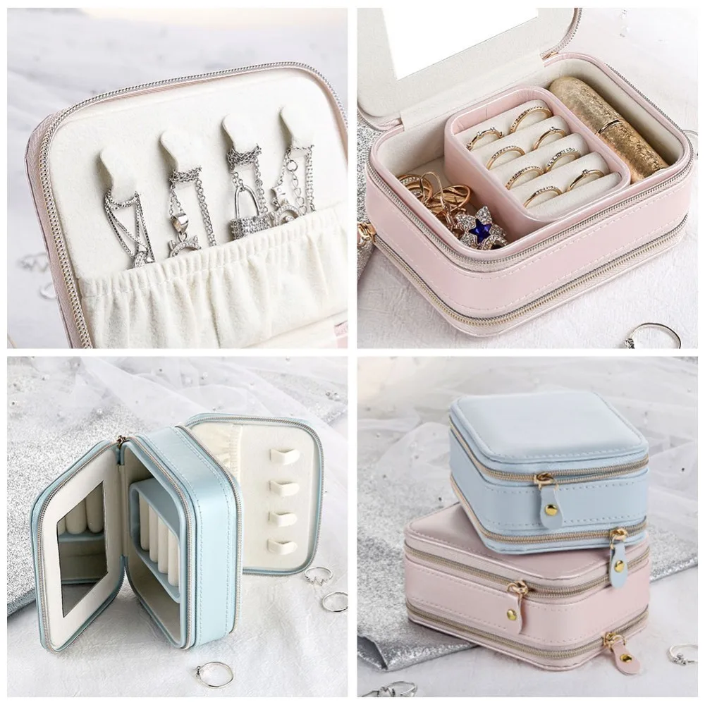 Портативный ящик для хранения ювелирных изделий косметический PU макияж упаковка