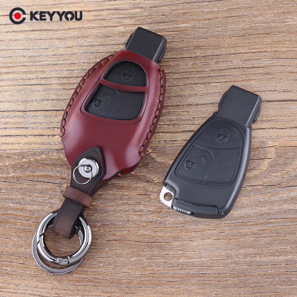Брелок KEYYOU из натуральной кожи с дистанционным управлением для Mercedes Benz B C E S ML SLK CLK