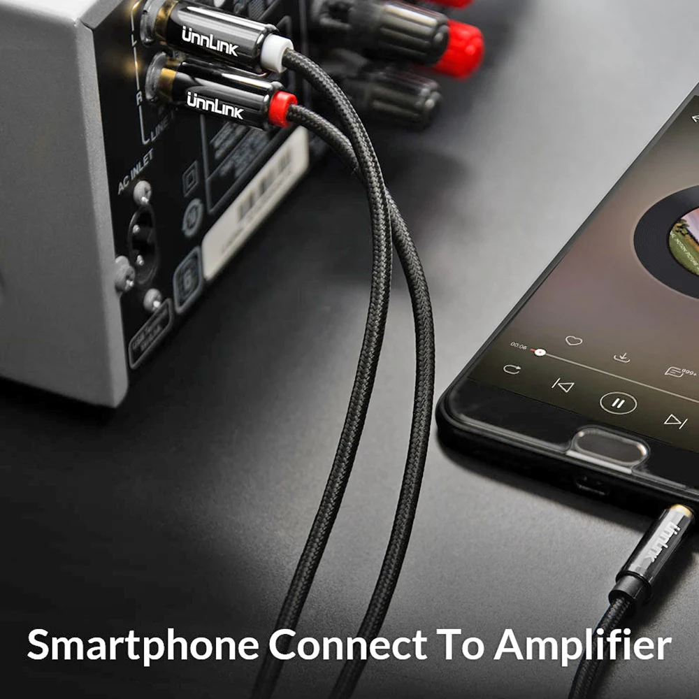Аудиокабель Unnlink HIFI с разъемом 3 5 мм Aux на 2 RCA м 8 10 для ТВ mi Box усилитель провод