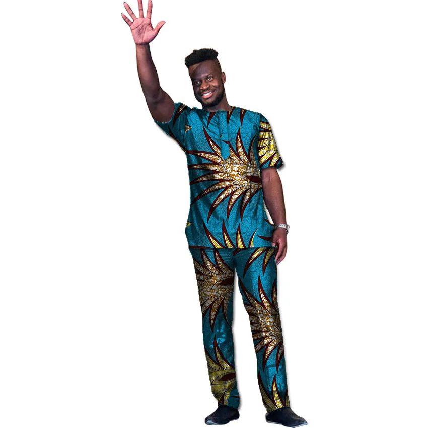 New Design African M Clothes Sets Men Tops+Trousers Set Fashion Printing Dance Festive Costume Africa Clothing Customized | Тематическая