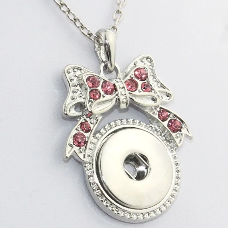 4colors 18mm metal Snap Button Jewelry Bow-Knot Pendant Necklace With Charm Chain NE266 one direction 031402 | Украшения и