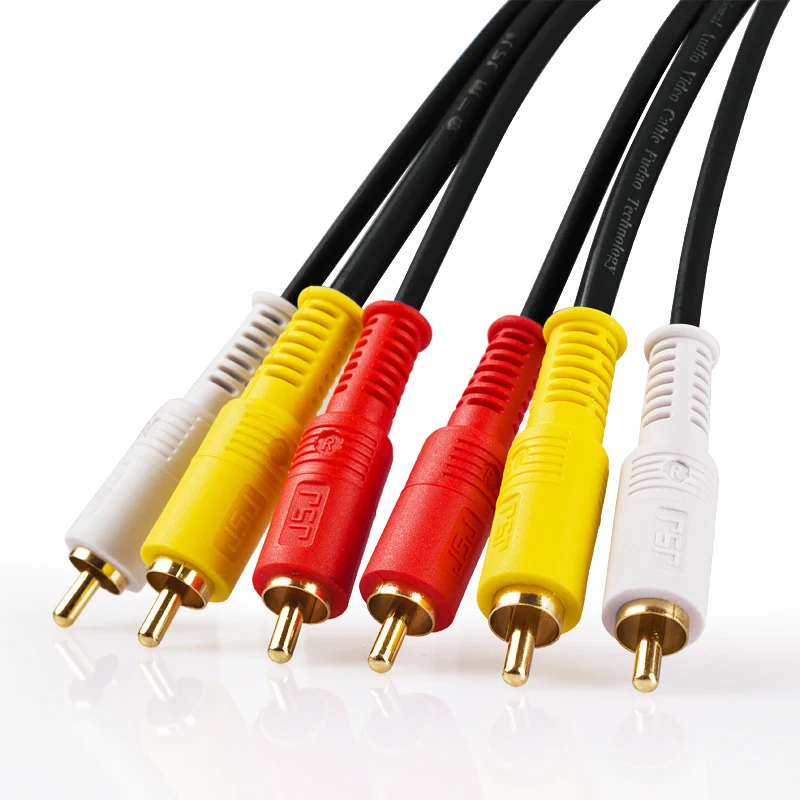 

DigiZulu RCA Composite AV Cable 3RCA Male to 3RCA Male Audio Video Cable OFC 24k Gold Plated for Home Theatre DVD VCD Headphone