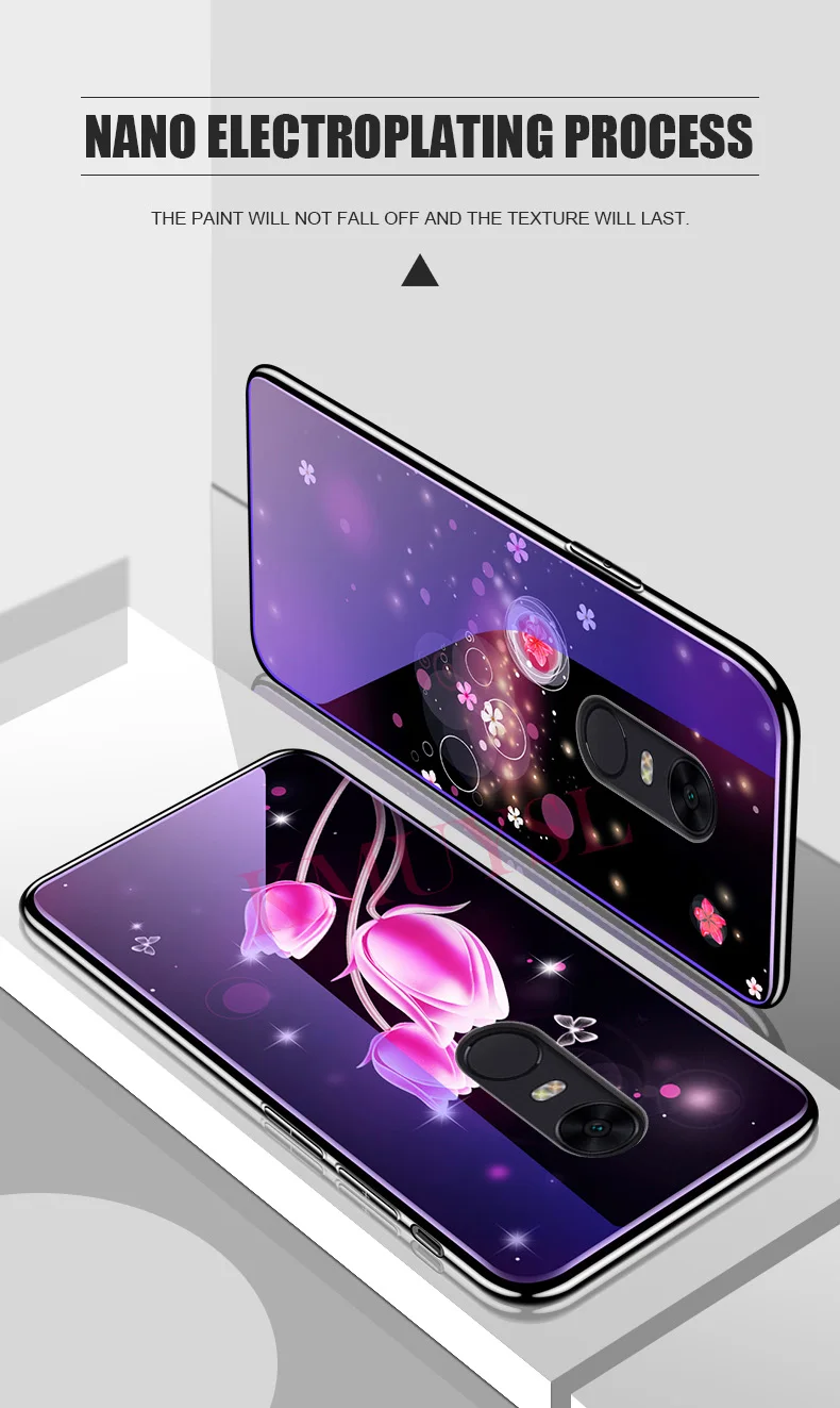 Для Xiao mi Red mi Note 6 5 Pro 4X4 mi 8 SE 6 6X 5X A1 A2 Lite стеклянный чехол для телефона Red mi 5 Plus 5A 6A S2 покрытие синий светильник