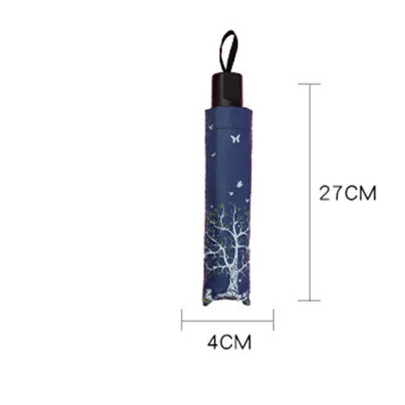 New Clear Umbrella Small Fresh Student Folding Lovers Under The Tree Blue Vinyl Sunscreen Fashion Mini Cute | Дом и сад