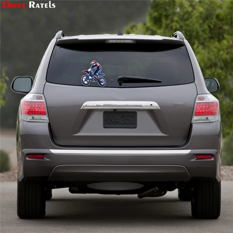 Three Ratels LCS029# 15x15см мотокросс всадник делает прыжки полноцветные наклейки на авто
