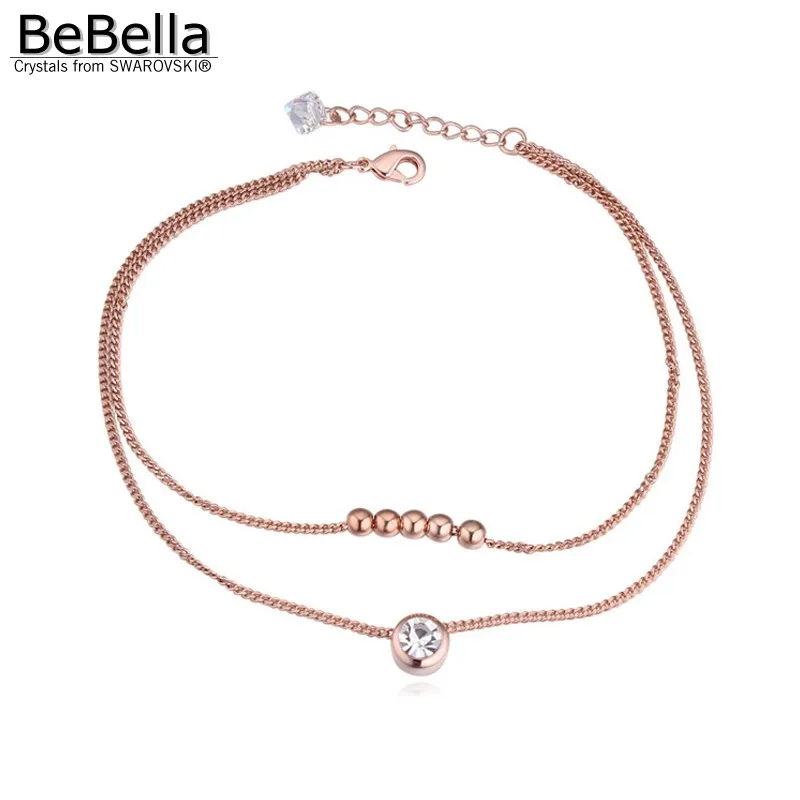 BeBella Круглый Шарм Роуз цвет золотистый позолоченный браслет на ногу для девочек Женщины сделаны с элементами Swarovski