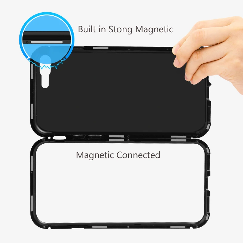 3D Series Metal Bumper Magnet Adsorption Case For iPhone X XR XS Max Tempered Phone Cover 7 8 Plus 6 6s |