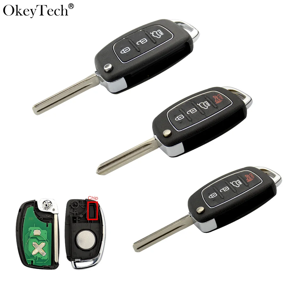 Okeytech Новый 3/4 кнопочный раскладной Складной автомобильный ключ 315/433 МГц чип