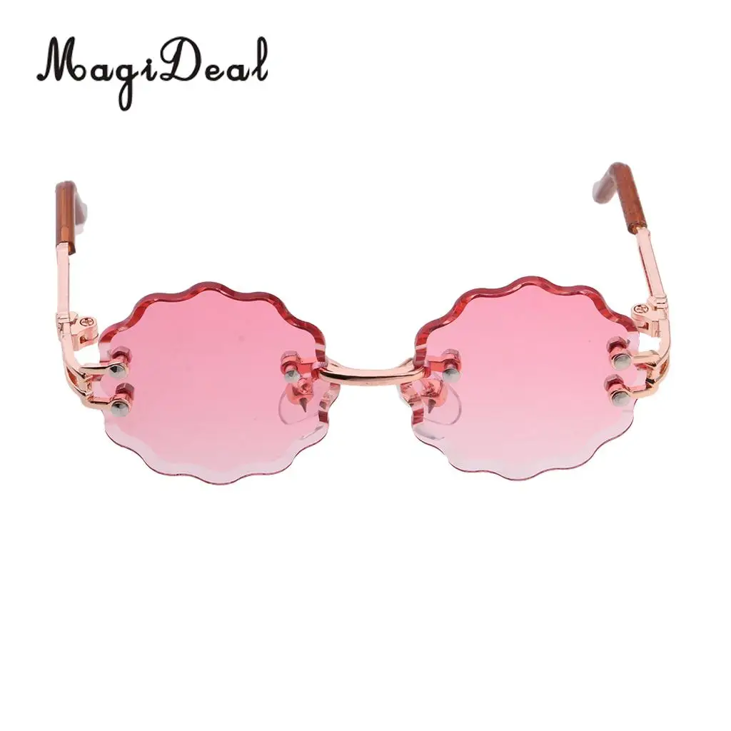 Pink 12 дюймов модная кукольная одежда аксессуар металлическая оправа для очков волна-солнцезащитные очки в оправе для куклы платье со шнуровкой - Цвет: Pink