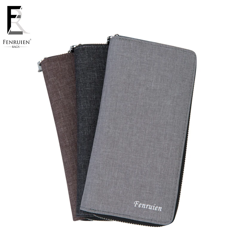FRN мужской длинный холщовый кошелек для отдыха с отделением монет сумка на молнии
