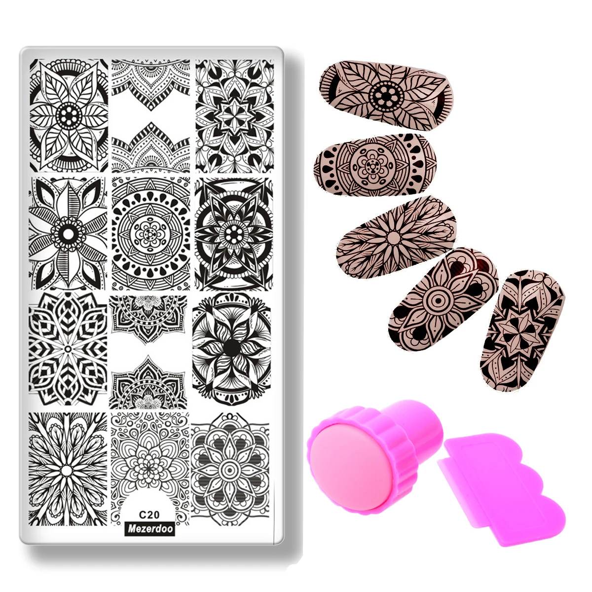 

Модная пластина с изображениями для нейл-арта, разные стили, мандала, цветочный дизайн, сделай сам, маникюр, печать, штамповка для ногтей, шаб...