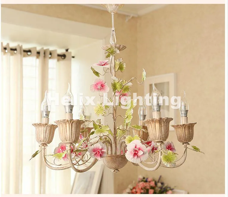 Бесплатная доставка Цветочная люстра в стиле арт деко 6 л и 60 см разноцветная