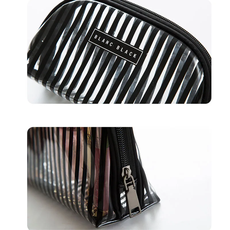 Брендовая женская косметичка QEHIIE из ПВХ модная в полоску женский косметический