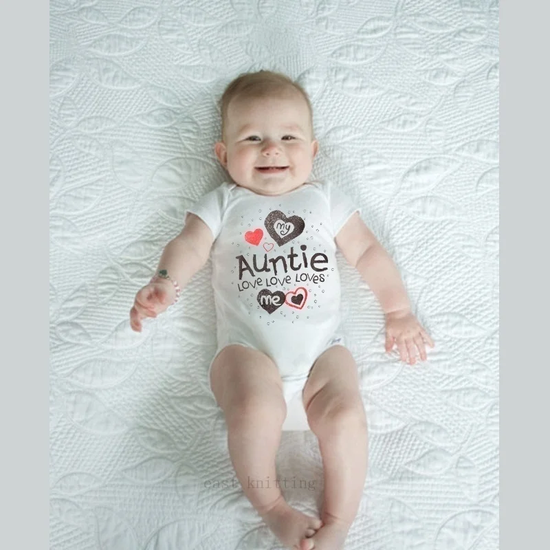 Casual Lovely Baby Kids Romper Bodysuit My Auntie Loves Me Printed Boys Girls Infant Playsuits One Piece Suit