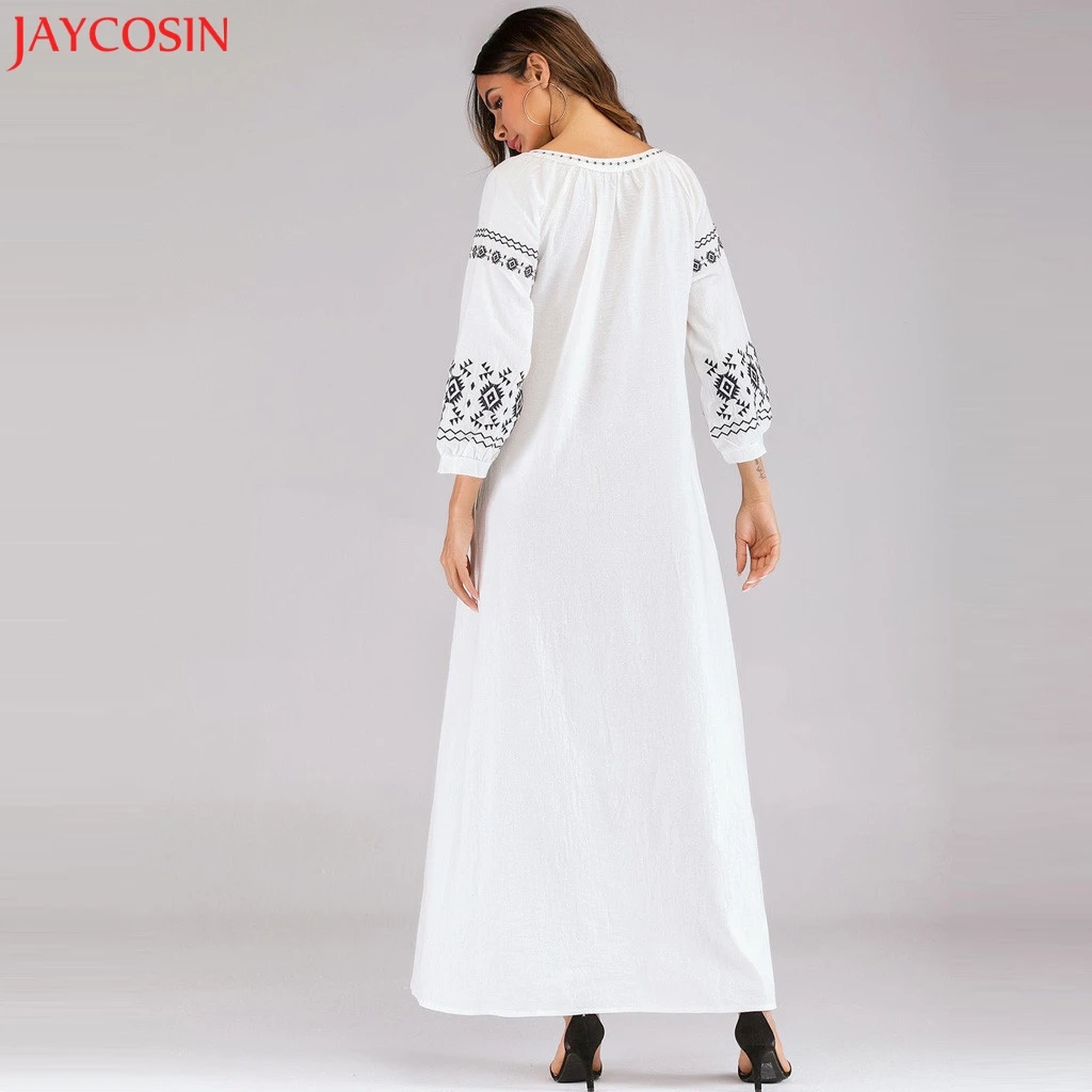 JAYCOSIN мусульманское женское бархатное платье с принтом Islamic Abaya Jilbab коктейльное