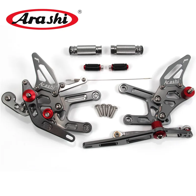 Gray Arashi YZF R6 CNC регулируемая подножка для YAMAHA R6 17 18 Rider Rearset подножки аксессуары для мотоциклов - Цвет: Gray