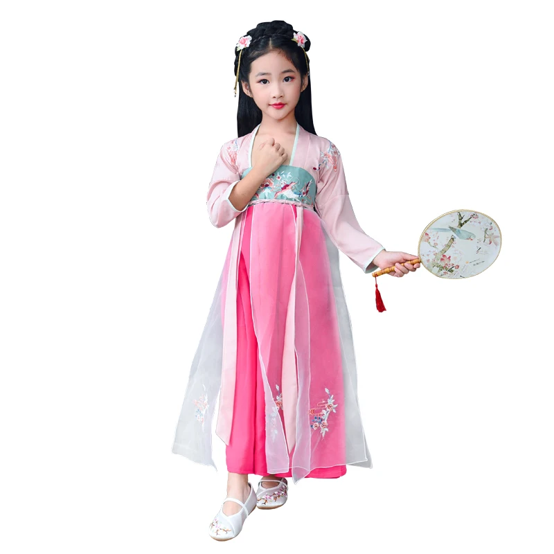 Chinese Ethnic Vintage Clothes Hanfu Dress For Girls Elegant China National Costume Fairy Baby Princess Girl Tang Suit | Детская одежда