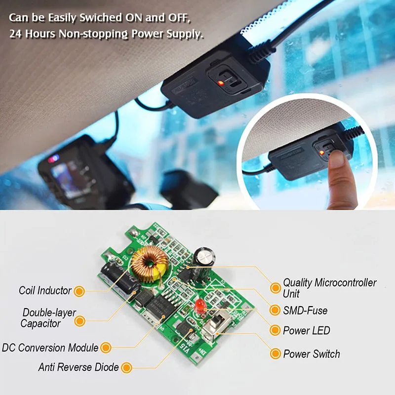 

Range Tour 12/36V to 5V 1.5-2.0A Inverter Converter Mini U Hardwire Kit Wire for Car DVR Dash Cam Car Camera Car Charger Cable