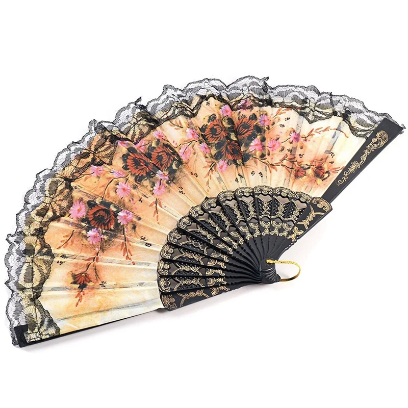 8 шт Испанский Цветок складной веер винтажный Ретро узор из ткани (случайный