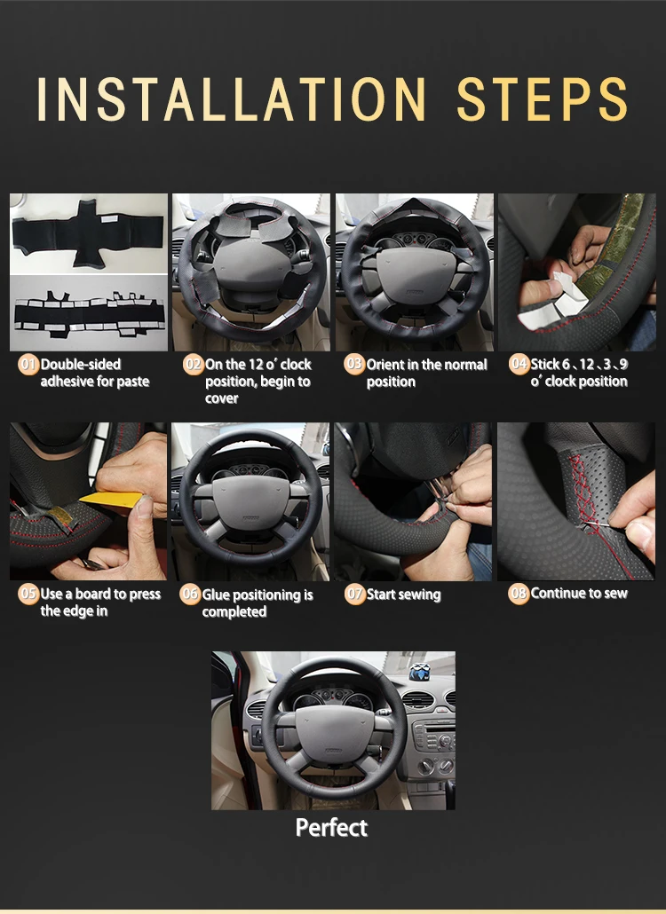 Чехол для ручного шитья рулевого колеса для Honda Civic 8 2006-2011(3 спицы) Авто оплетка на рулевом колесе крышка автостайлинг