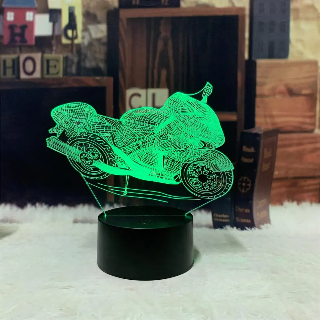 3D лампа тяжелый паровозик мотоцикл человек мальчик подарок светодиодный