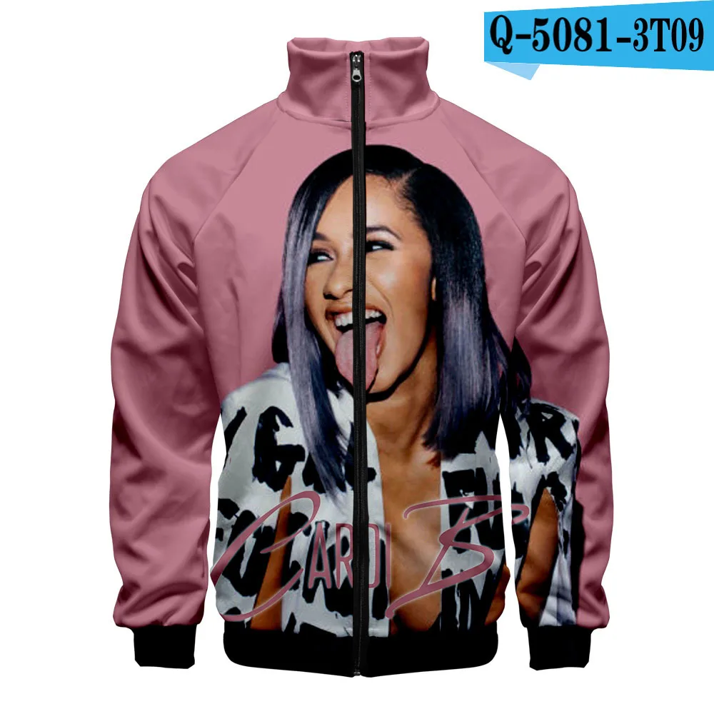Rapper Cardib Cardi B женские/мужские худи толстовки 3D чехол с принтами воротником на молнии куртка повседневная тонкая спортивная одежда с капюшоном уличная - Цвет: F