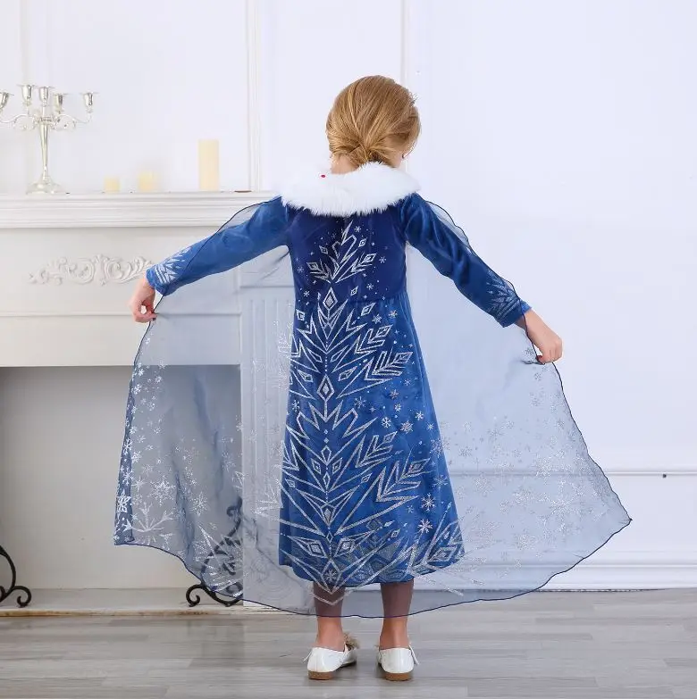 Girls Halloween Dress The Frozen Elsa Princess Dresses Long Sleeves Christmas Evening Party Costume dress 2-12Y | Детская одежда и