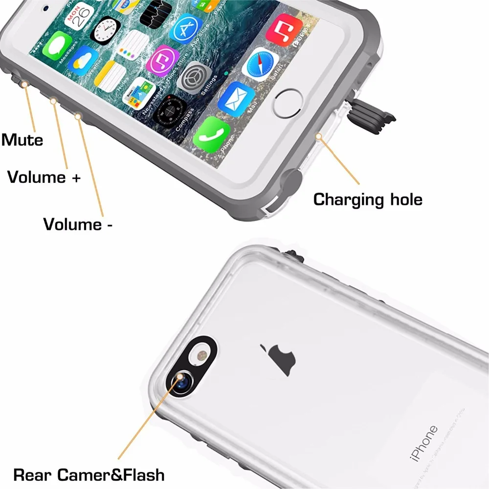 Водонепроницаемый чехол для iPhone 7 8 с защитой от влаги ударов грязи снега Plus Touch
